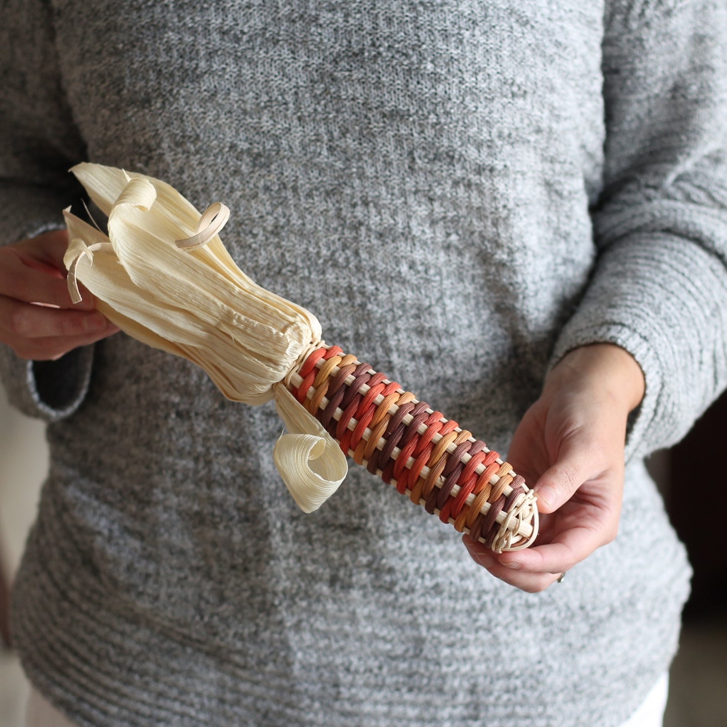 Handmade Woven Corn | Fall Décor - Large Orange $30 image