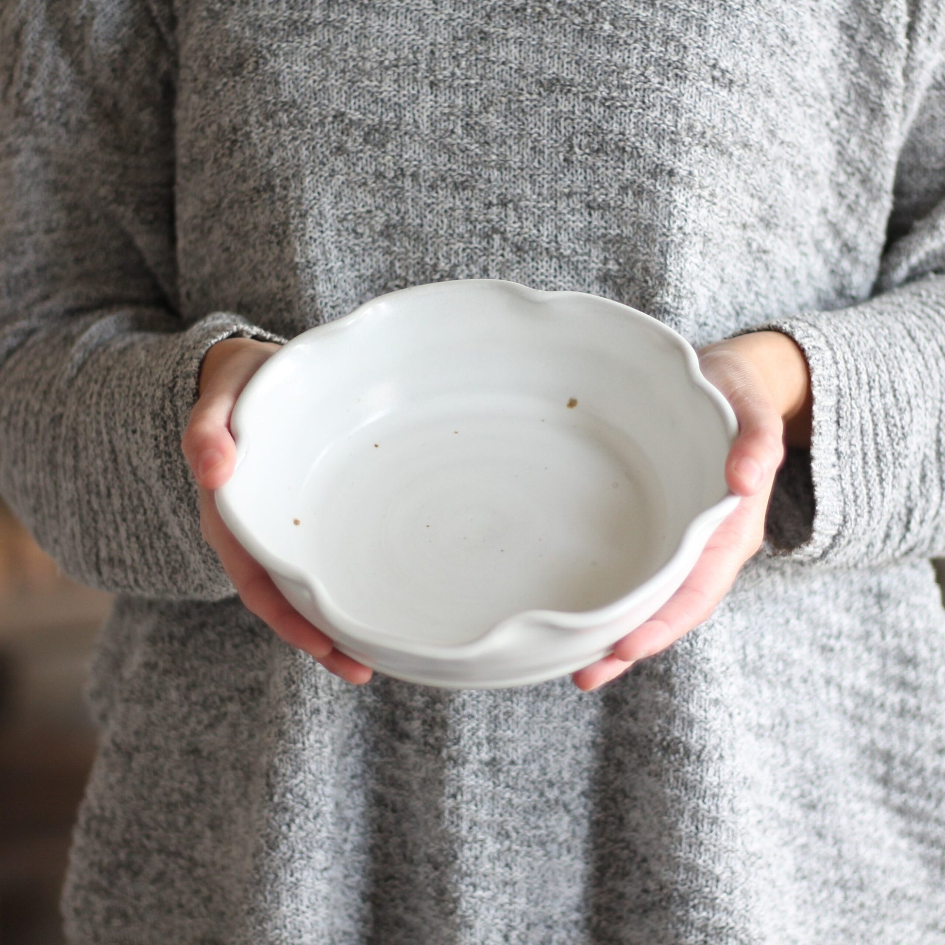 SECONDS SALE | Handmade Pottery | Small Pie Plate - Smooth White image