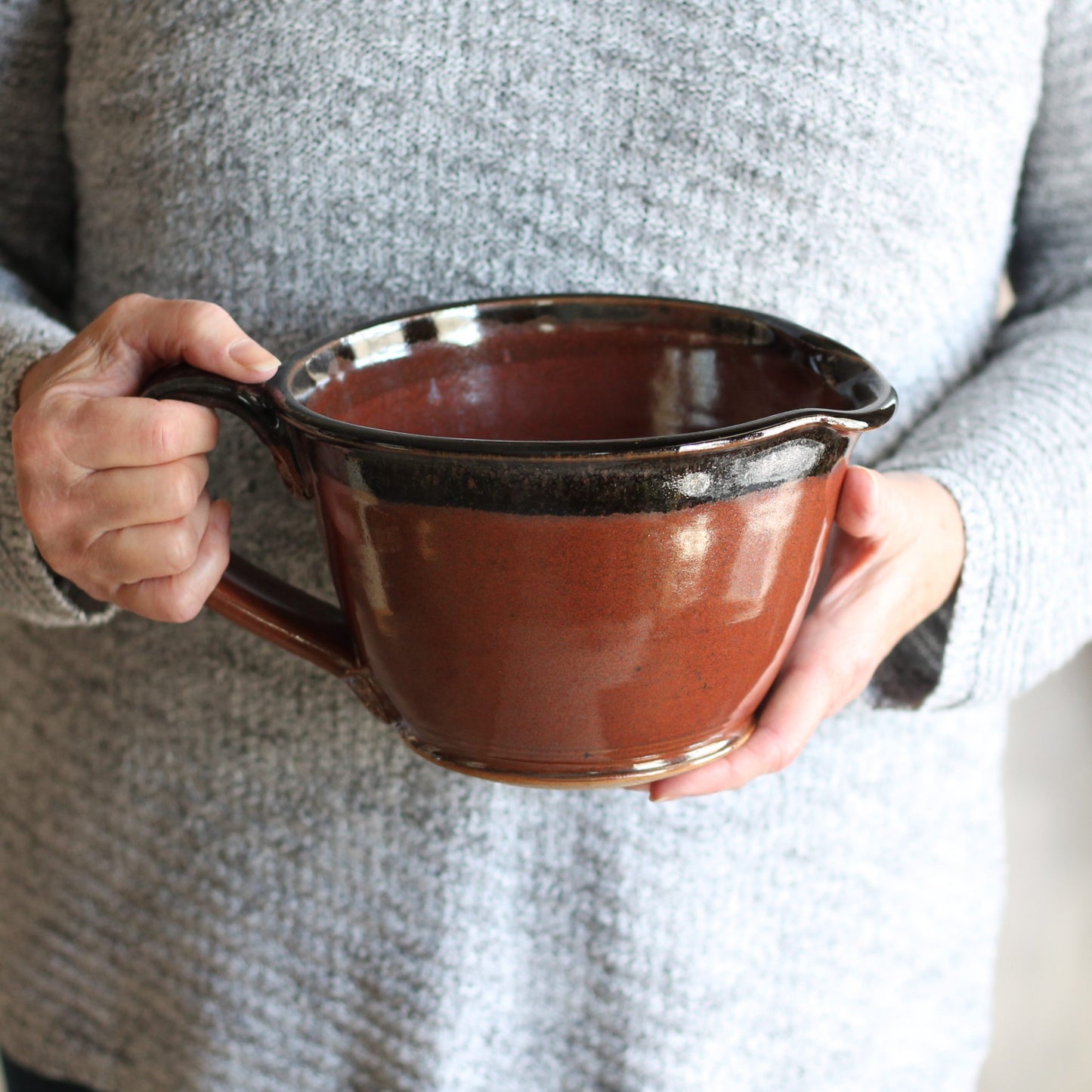SECONDS SALE | Handmade Pottery | Large Batter Bowl - Brick image