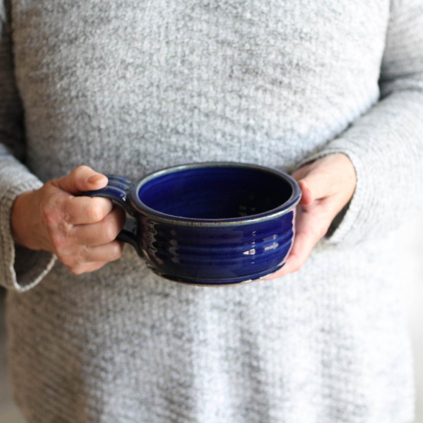 Handmade Pottery | Soup Mug (9 colors) - Navy image