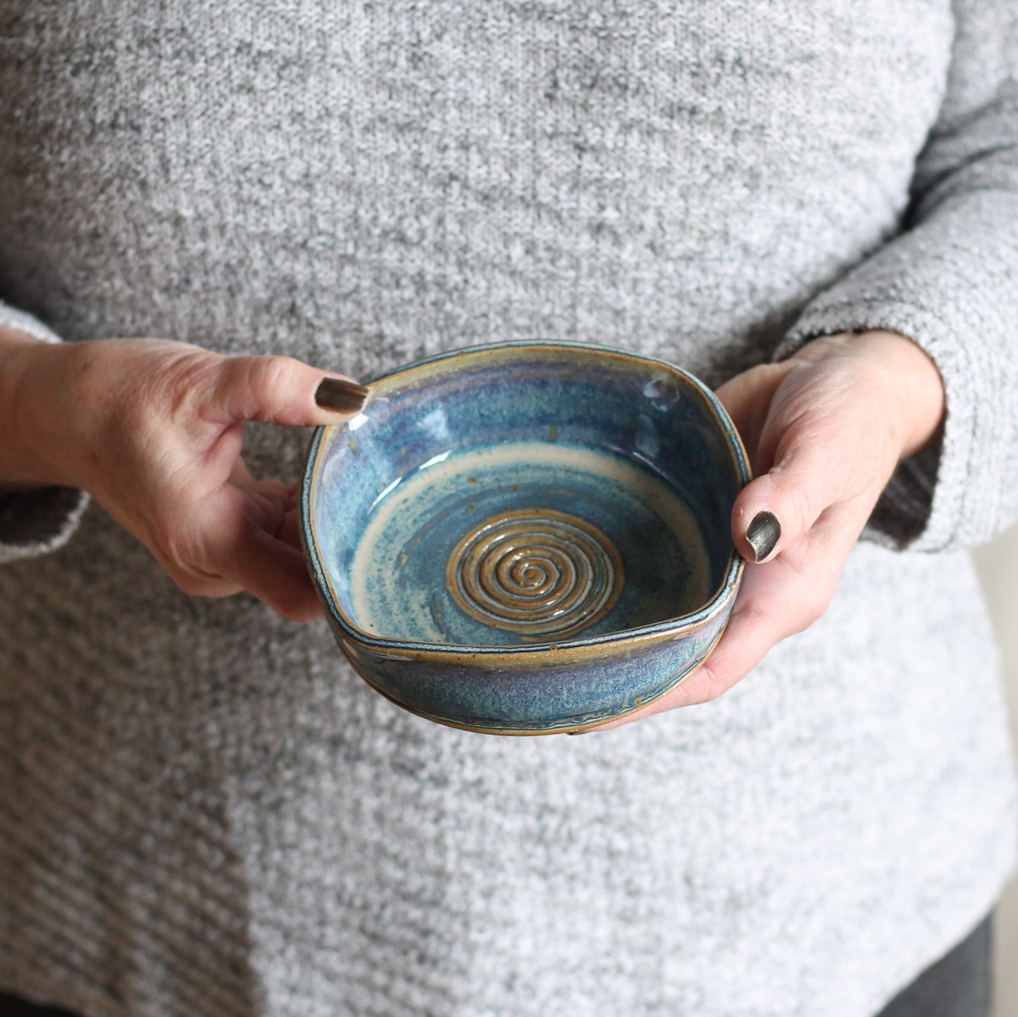 Handmade Pottery | Garlic Plate (9 Colors) - Blue $24 image