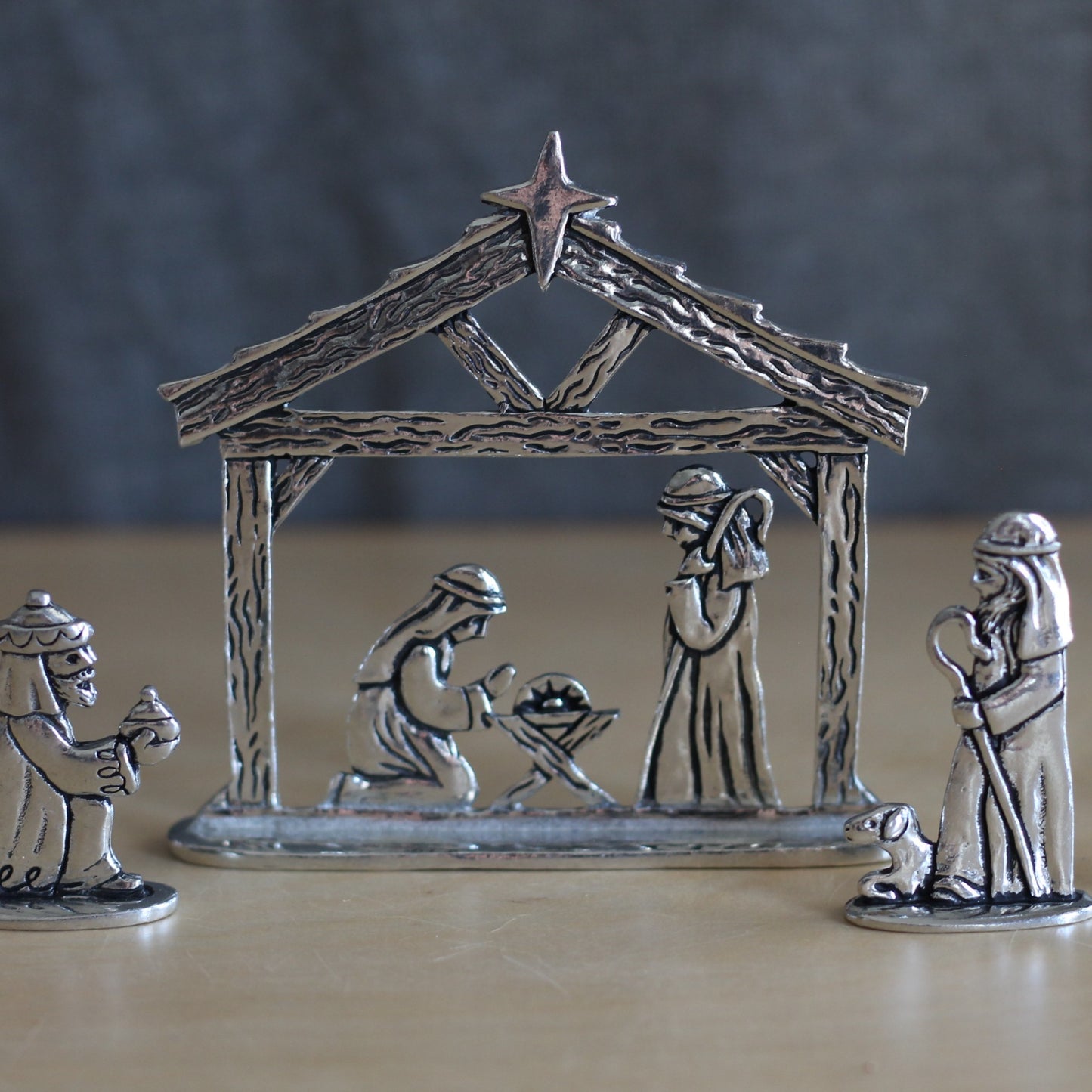 Handmade Pewter 7-Piece Nativity Scene | Gift Box Included image 7