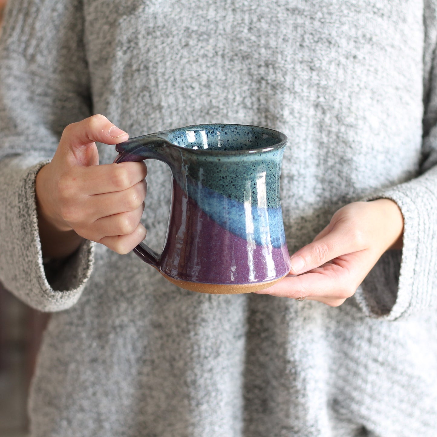 Handmade Pottery | Perfect Mug for Keurigs - Purple + Blue $45 image
