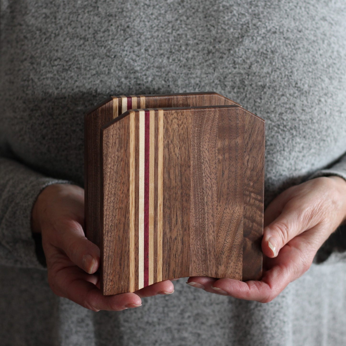 Striped Napkin Holder - Walnut image