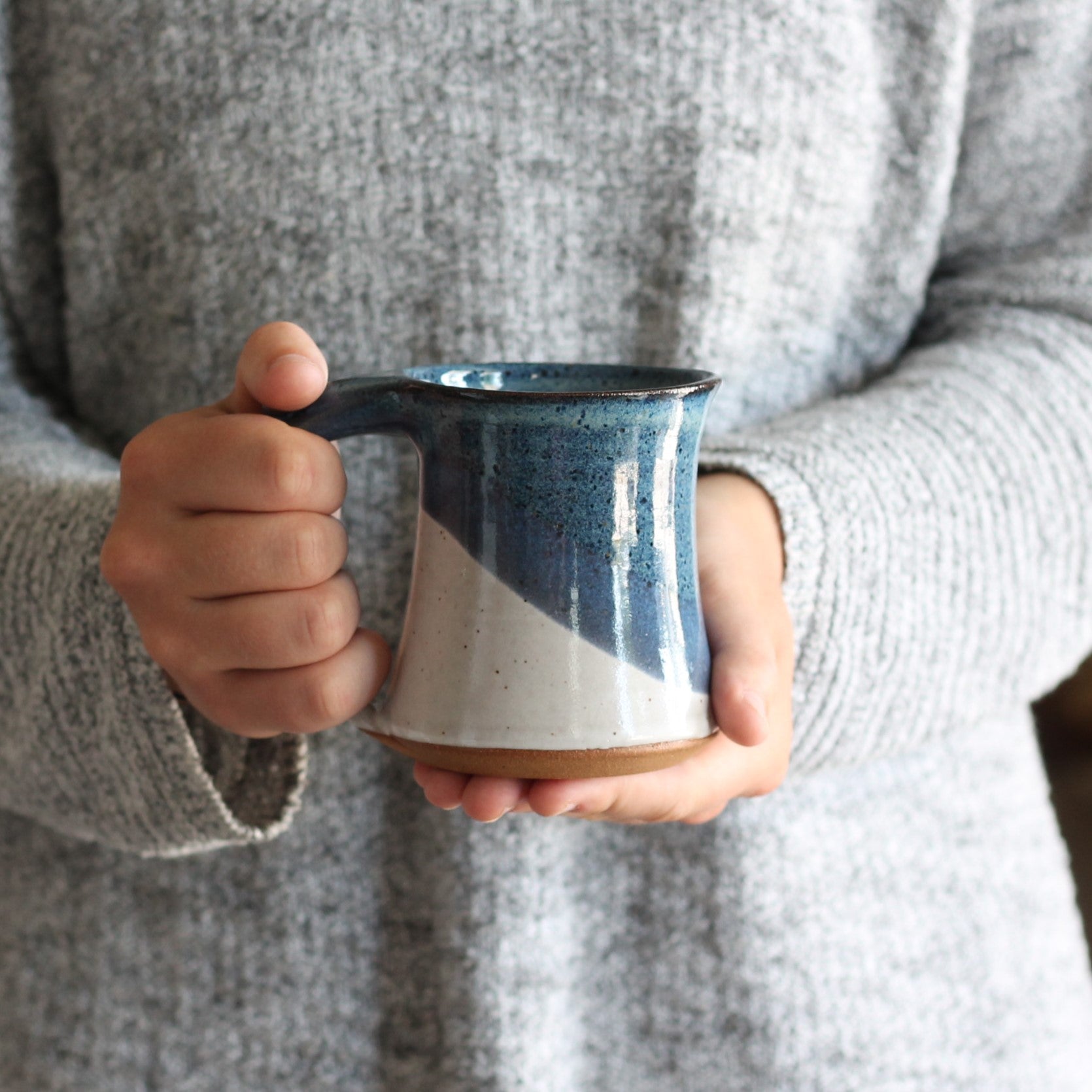 Handmade Pottery | Perfect Mug for Keurigs - Blue + Bone $45 image