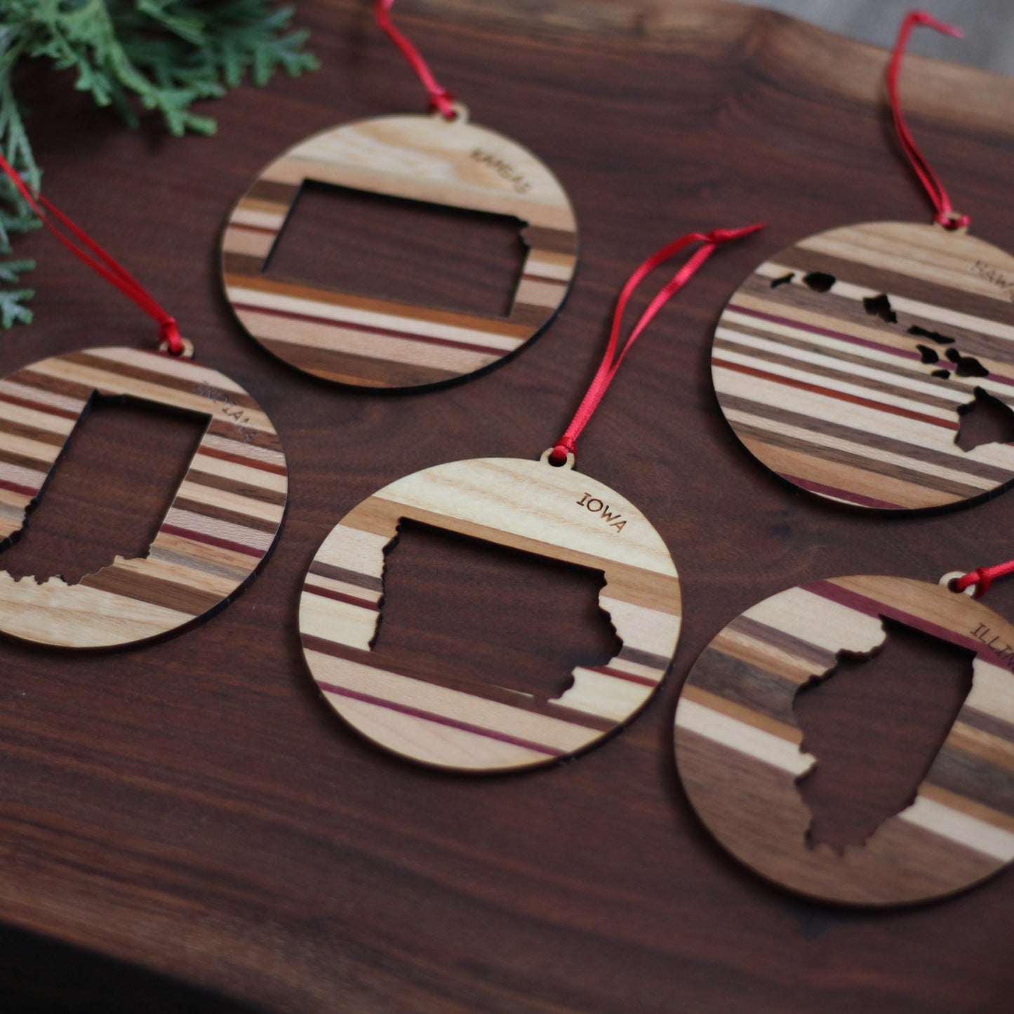 Handmade Wooden State Outline Ornaments | All 50 States image