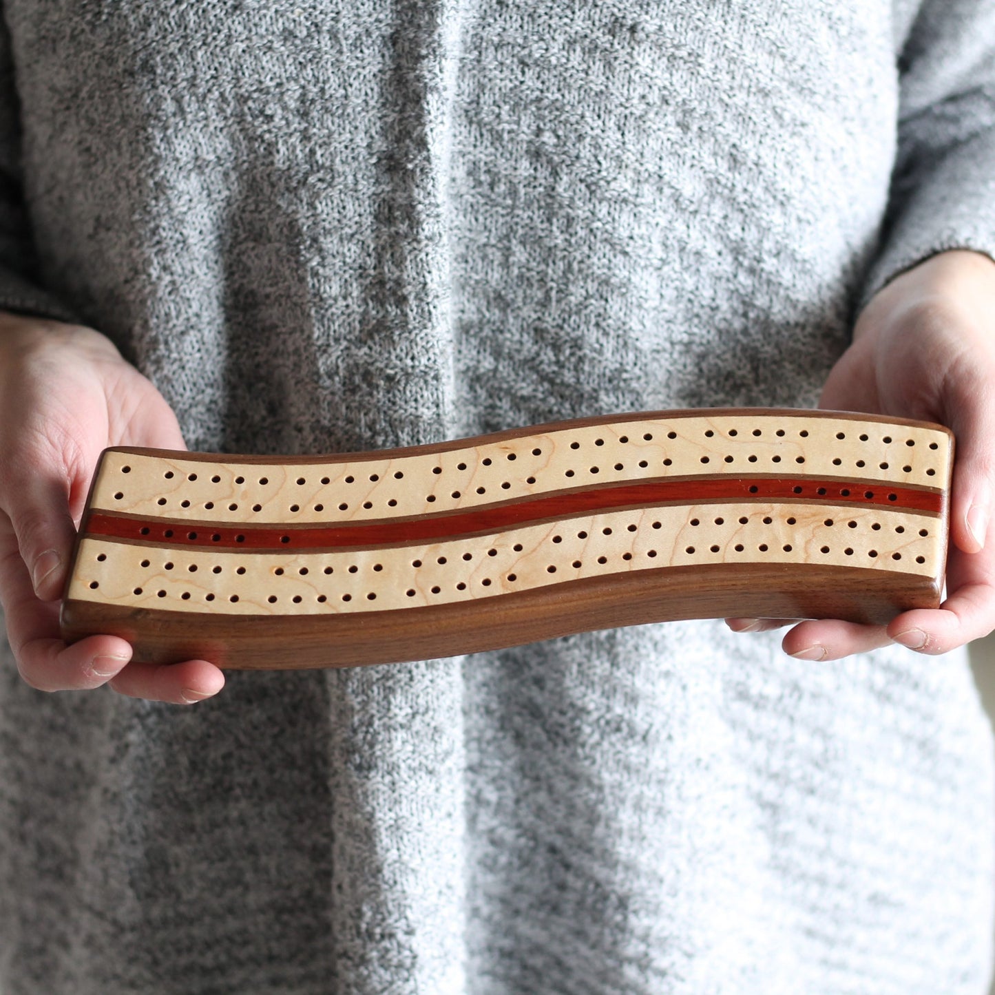 Wavy Cribbage Board | Walnut image 0