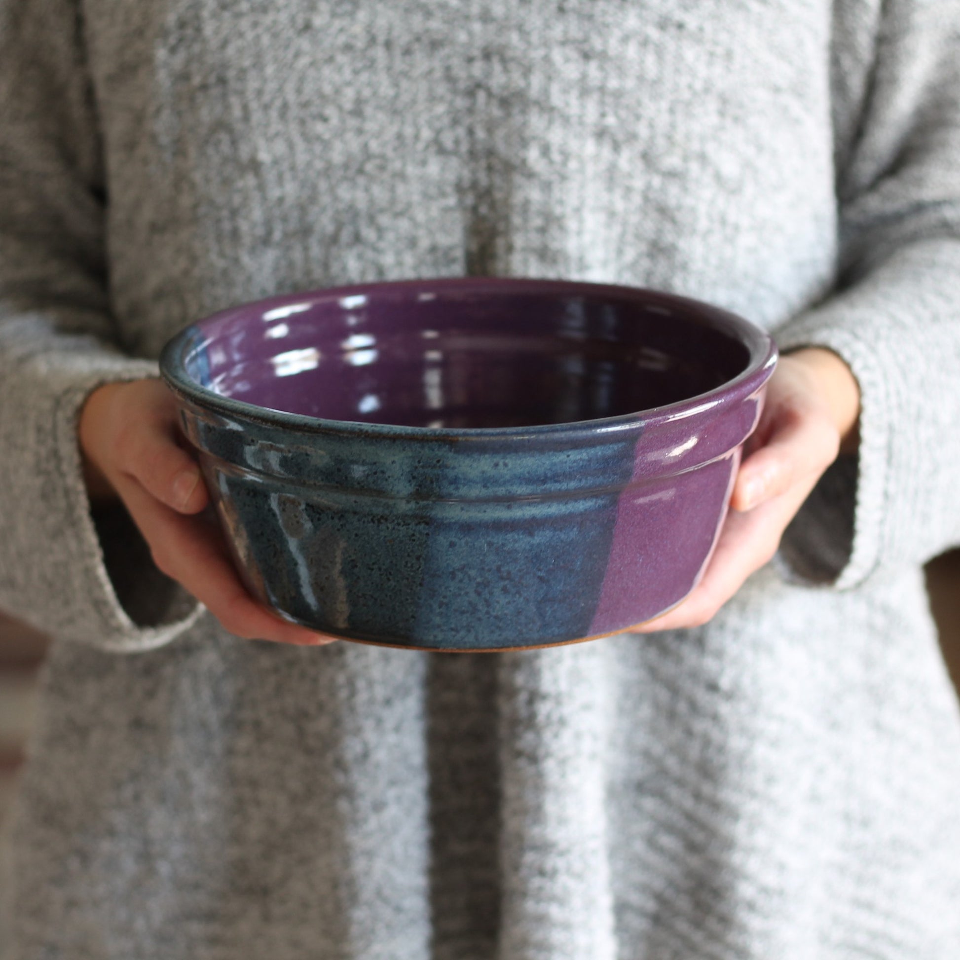 Handmade Pottery | Bread Bowl - Purple + Blue $55 image