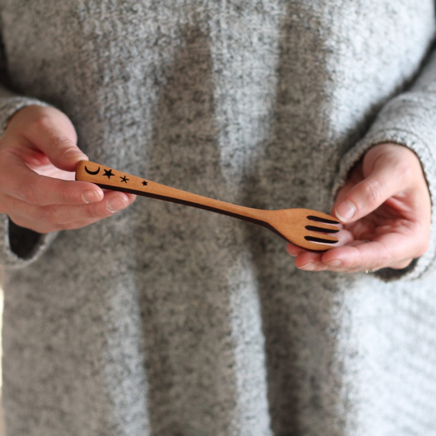 Wooden Forks | 4 Designs - Moon and Stars $12 image