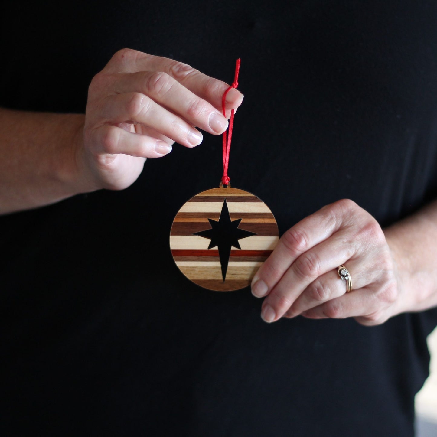 Handmade Wooden Christmas Ornaments | Snowflake, Angel, Christmas Tree, Star, Snowman, Nativity - Star $10 image