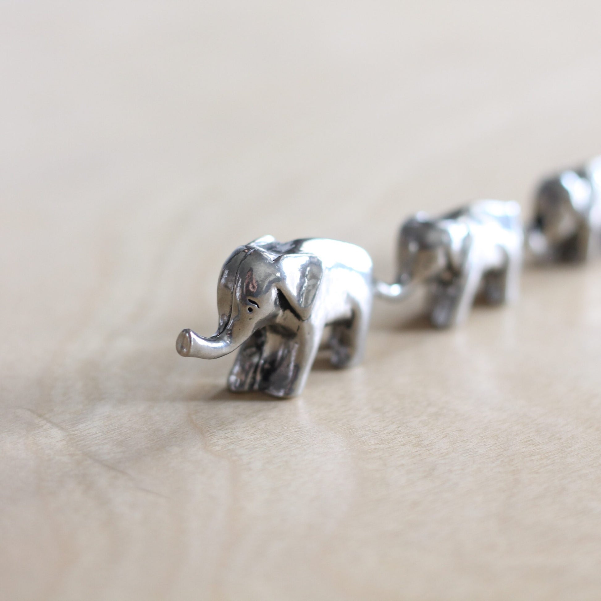 Handmade Pewter Mini Figurines | 3 pc. Elephant Set image 3
