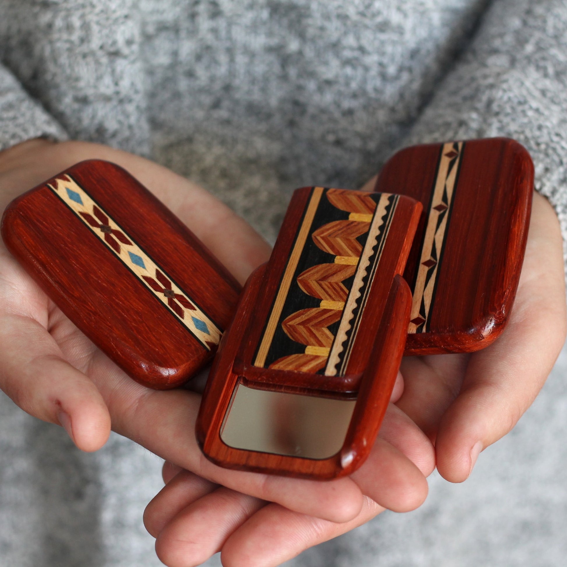 Handmade Wooden Pocket Mirror - Padauk $22 image