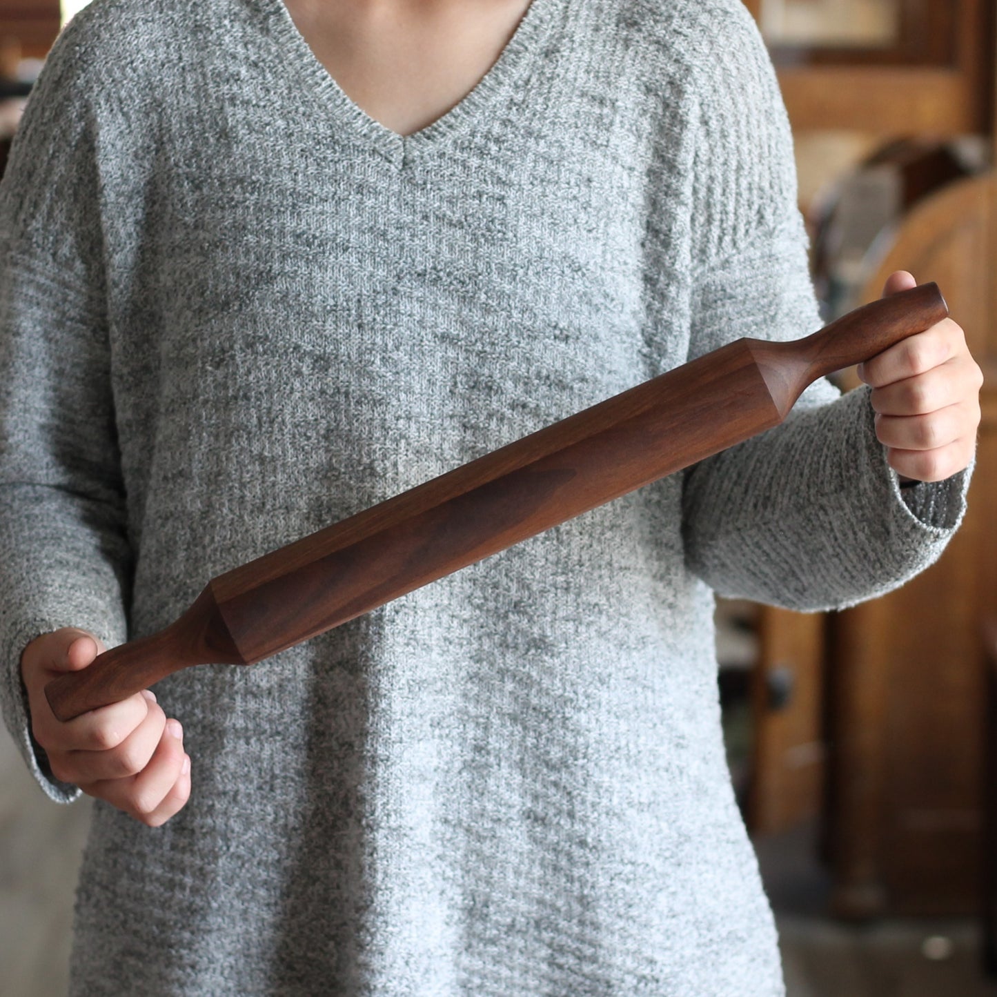 Handmade Solid Wood Rolling Pin | Julia - Walnut $60 image