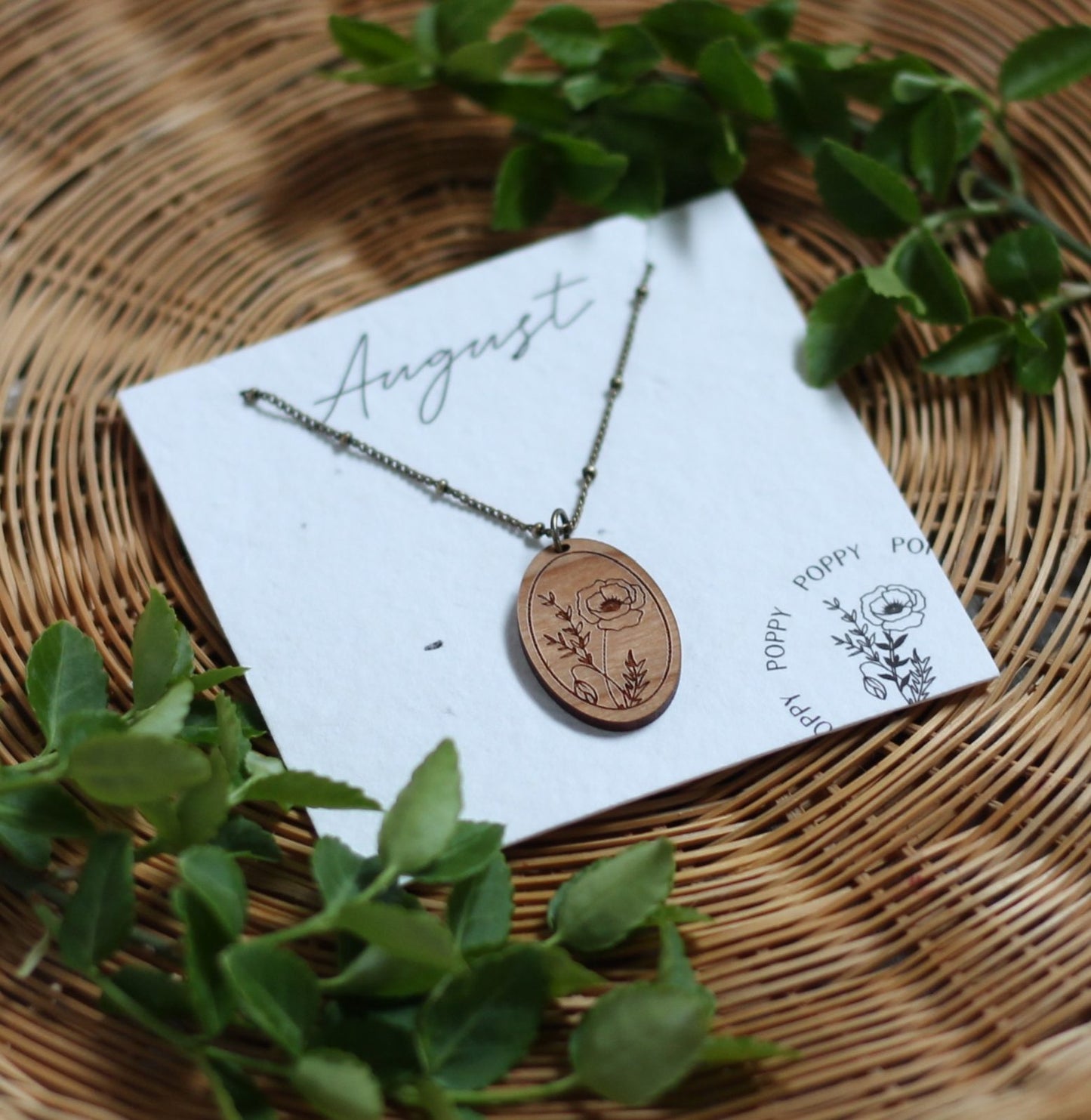 Birth Month Flower Necklace - August image 0