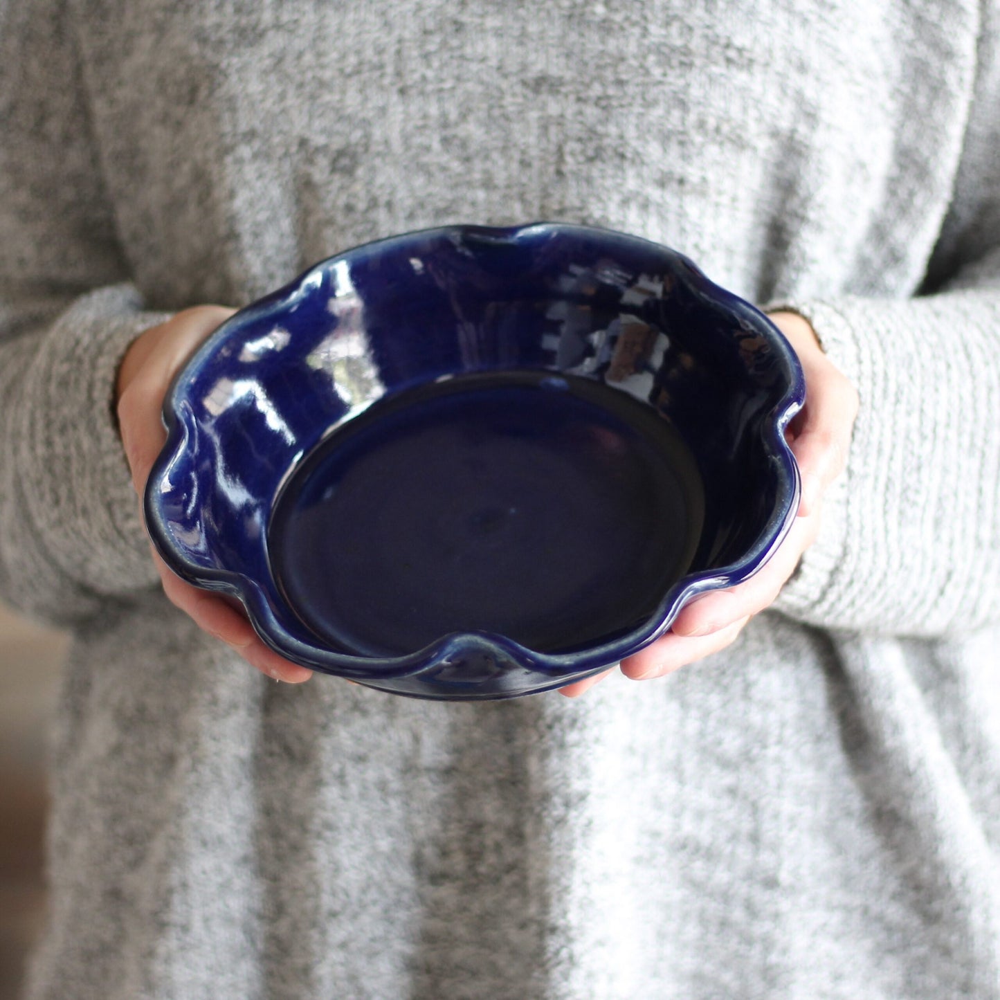 SECONDS SALE | Handmade Pottery | Small Pie Plate - Navy image