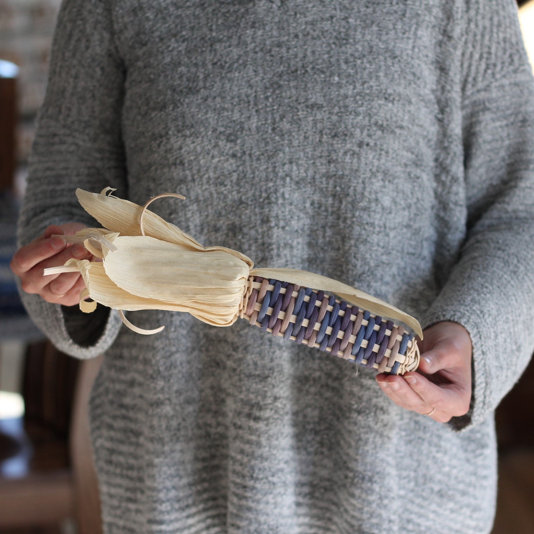 Handmade Woven Corn | Fall Décor - Large Blue Multi $30 image