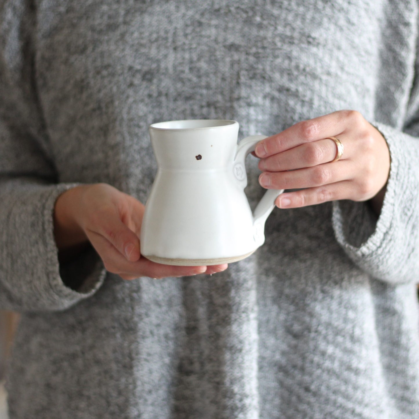Handmade Pottery | 8oz. Small Mug - Smooth White image