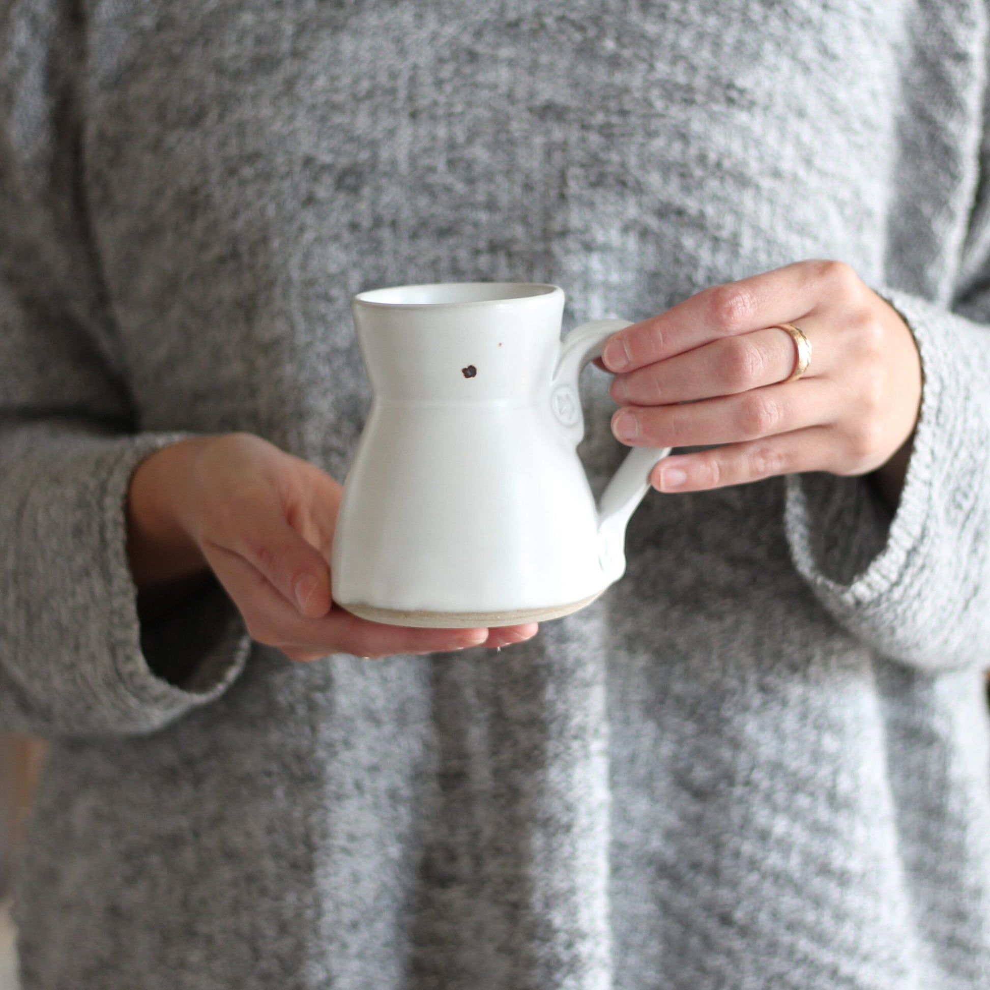 Handmade Pottery | 8oz. Small Mug - Smooth White image