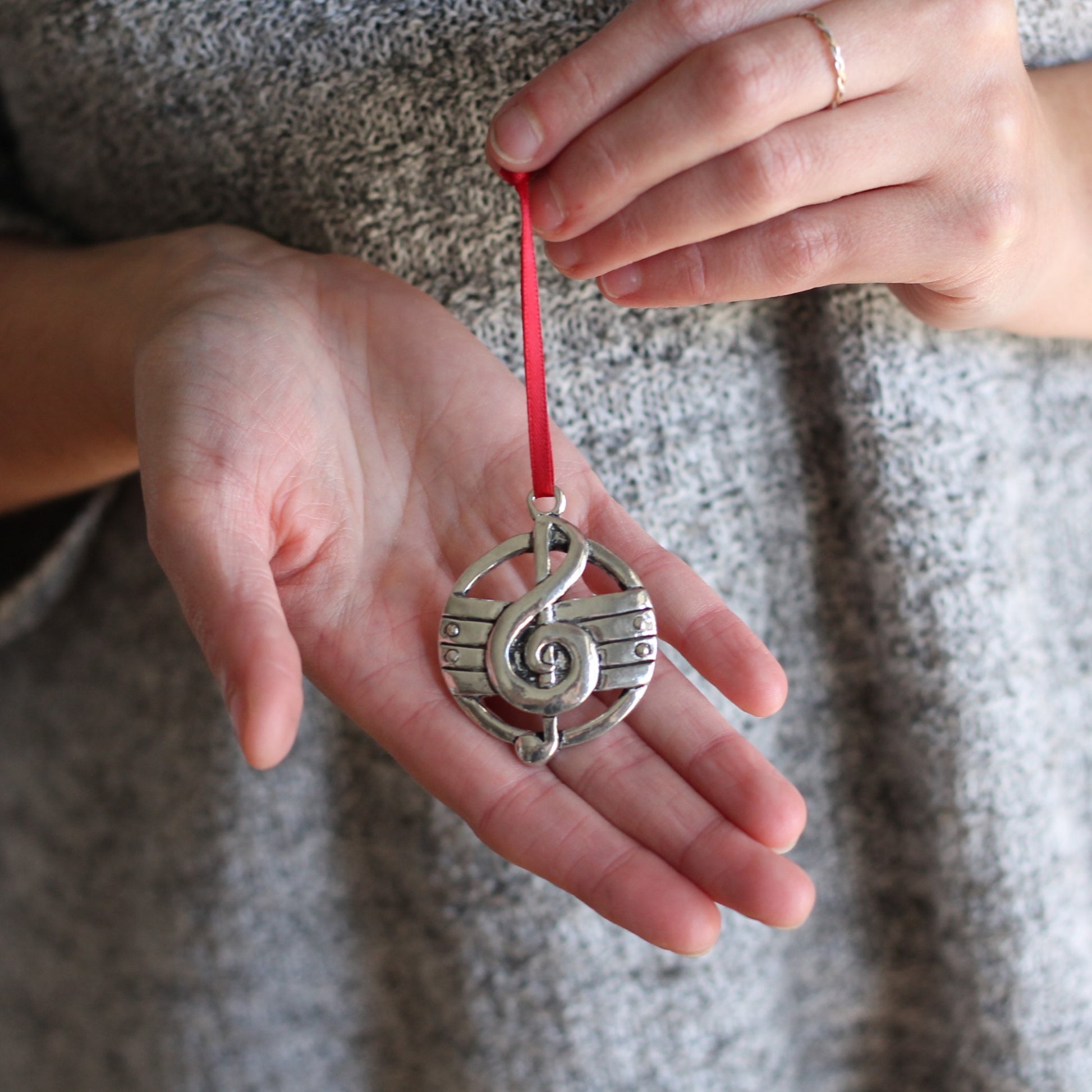 Handmade Pewter Round Ornaments | 10 Styles - Music $16 image