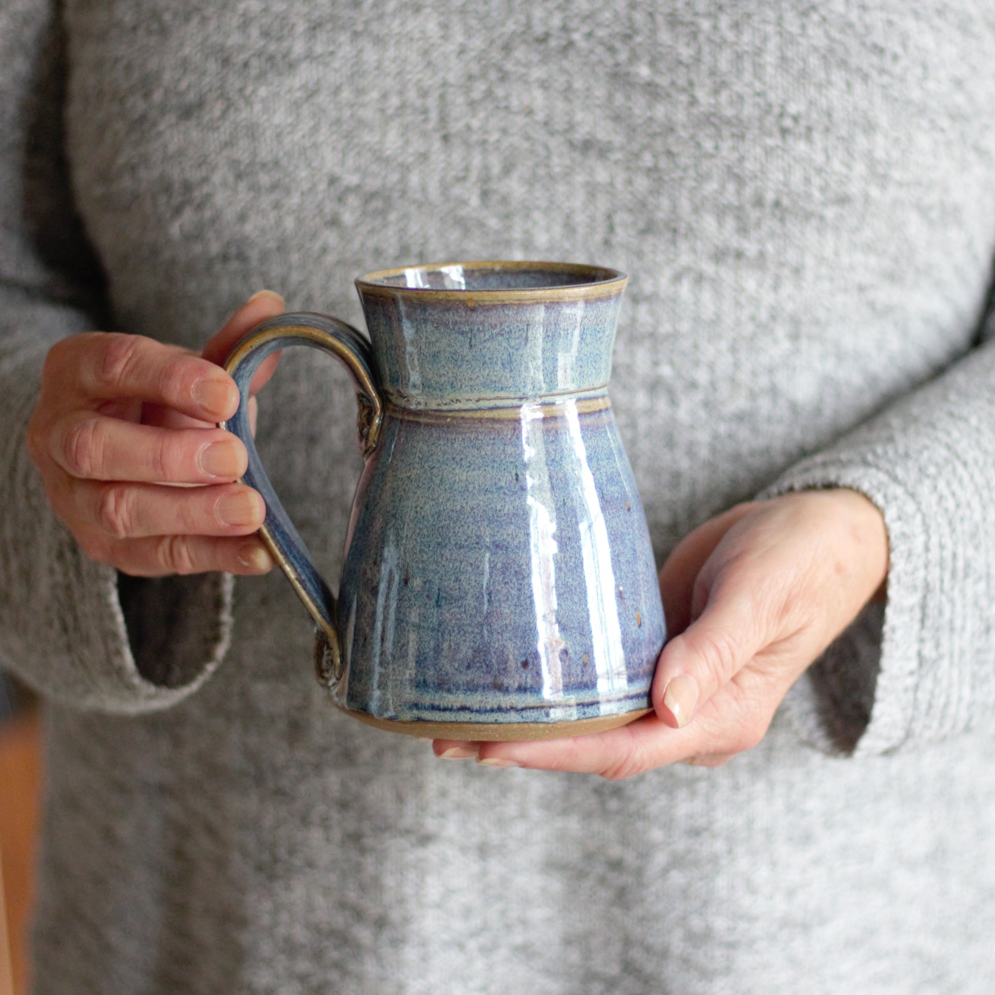 Handmade Pottery | 12-14 oz. Large Mug - Blue image
