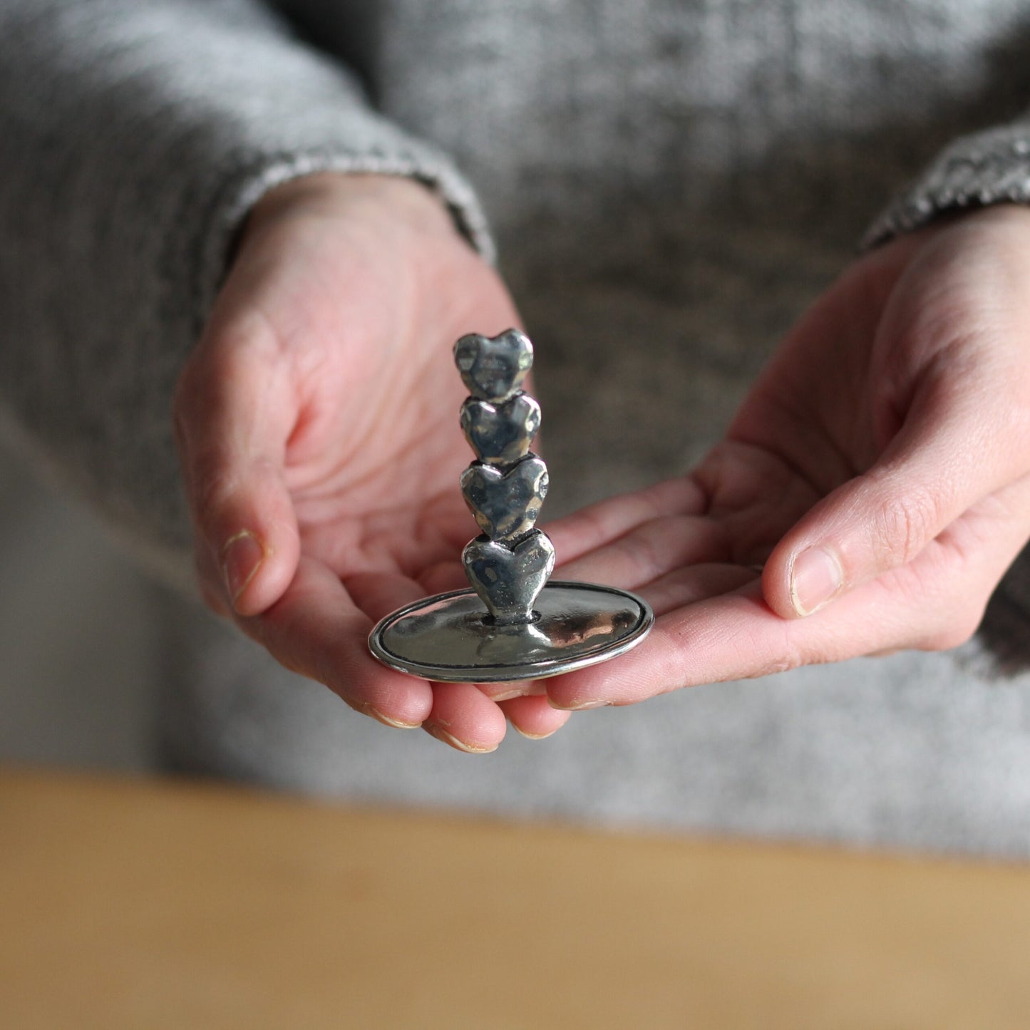 Handmade Pewter Ring Holder | 5 Styles - Hearts $18 image