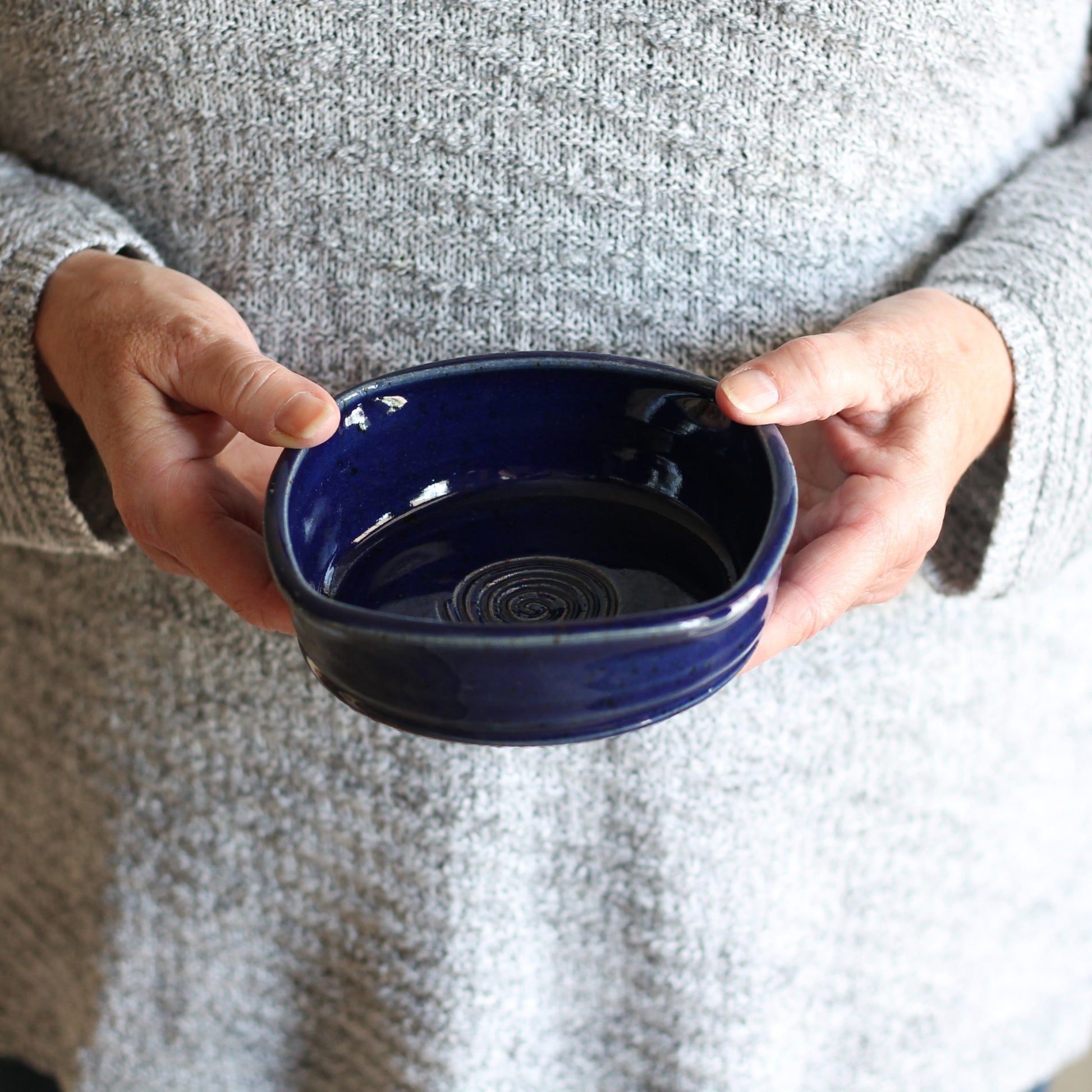 Handmade Pottery | Garlic Plate (9 Colors) - Navy $24 image