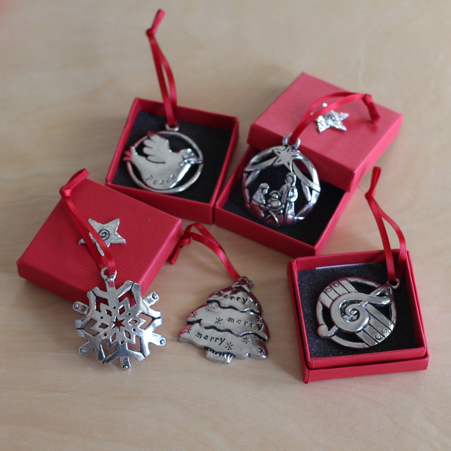 Handmade Pewter Round Ornaments | 10 Styles image 0