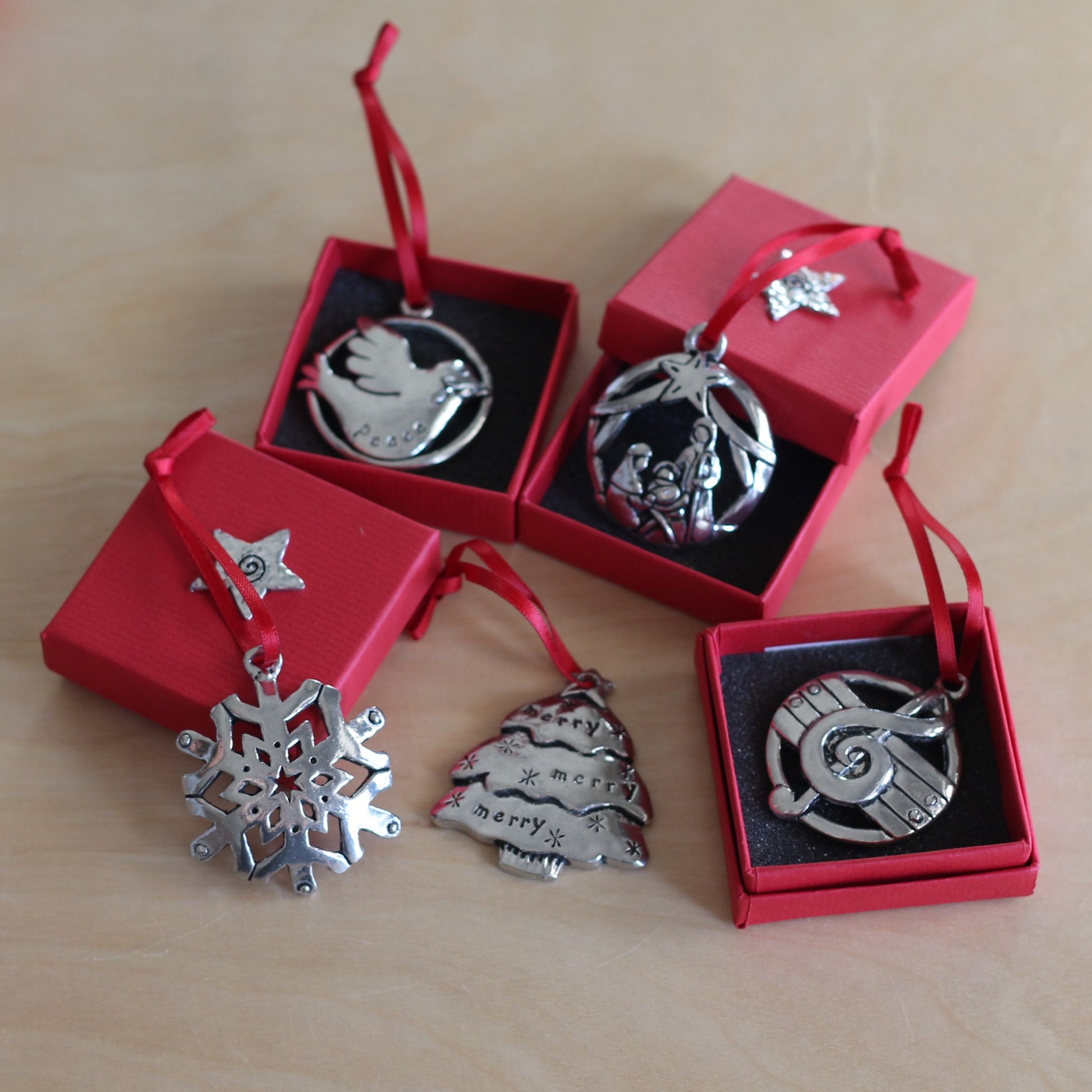 Handmade Pewter Round Ornaments | 10 Styles image 0