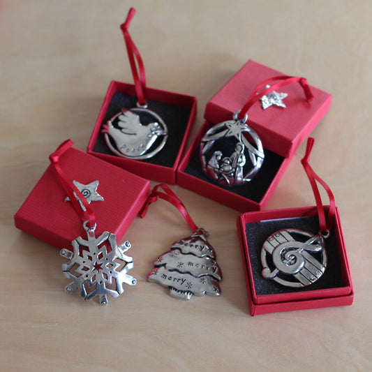 Handmade Pewter Round Ornaments | 10 Styles image 0