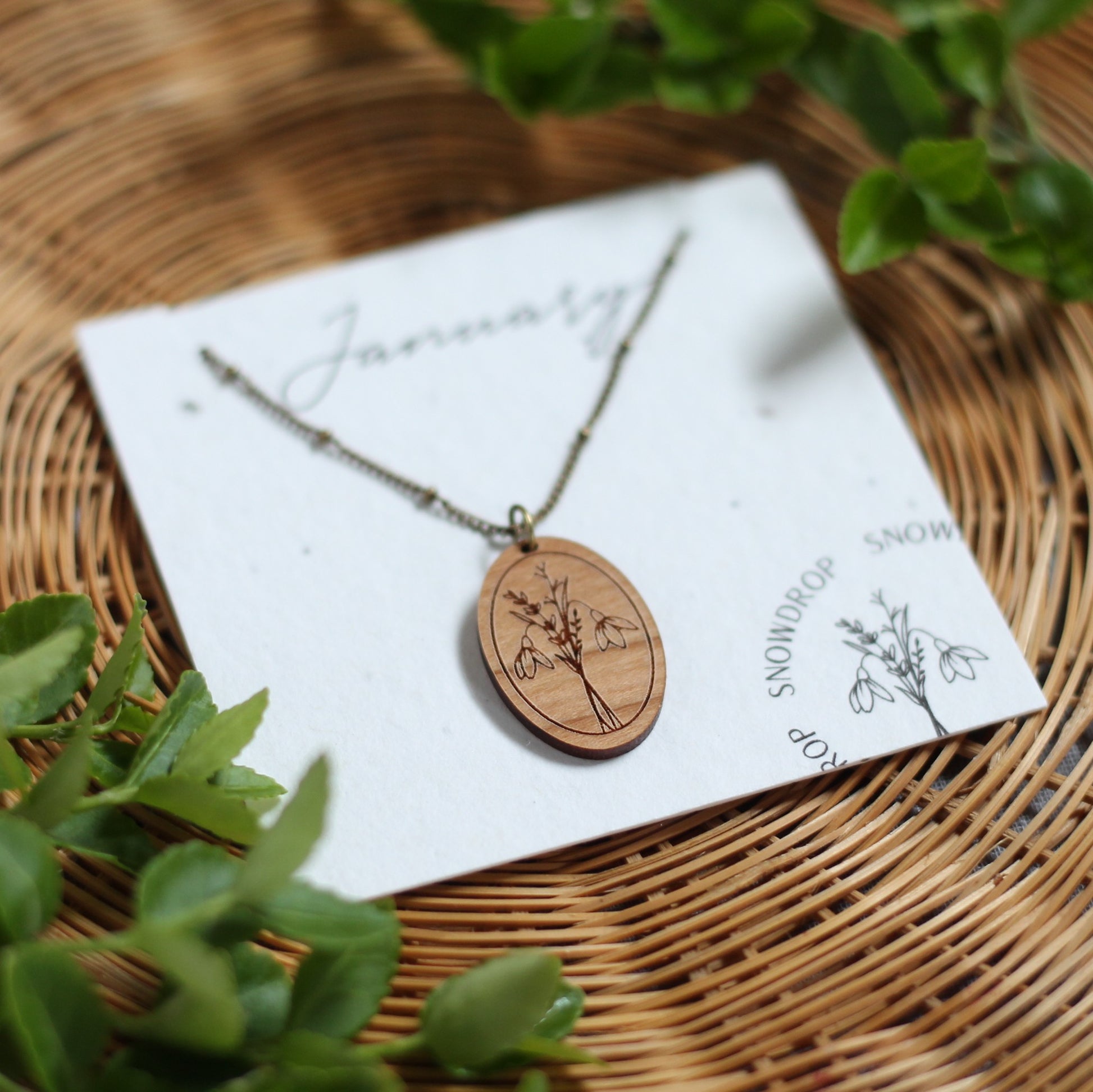 Birth Month Flower Necklace - January image 0